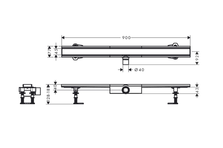 Трап для душу "RainDrain Compact Flat" 900 мм, Brushed Stainless Steel (56168800) зображення 4