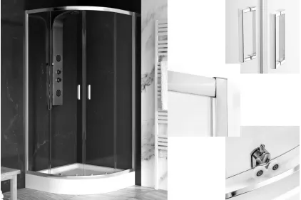 Душова кабіна півкругла SUVIA 2D R55 90x90х190 скло clear ACTIVE SHIELD 5мм