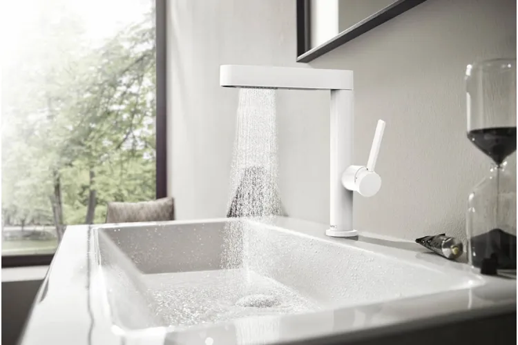 Змішувач Finoris 230 для умивальника з поворотним висувним носиком 2JET і донним клапаном push-open, Matt White (76063700) зображення 4