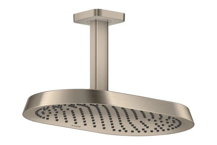 Верхній душ Axor ShowerSphere 370х220 2jet EcoSmart зі стельовим кронштейном, Brushed Nickel (39758820) image 1