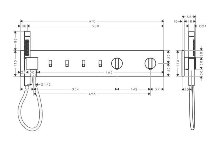 Tермостатичний модуль AXOR ShowerComposition на 4 функції 610/110, Chrome 12573000   image 2