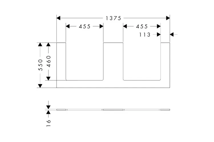 Консоль Xilesa E 1375/550 з 2 вирізами під умивальник Sand Matt Beige (54274780) зображення 2