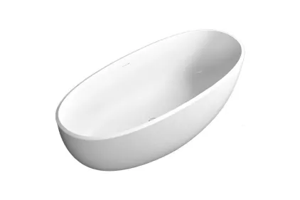 Ванна вільностояча з литого мармуру SPACE 170х75 Gelcoat біла матова з сифоном клік-клак