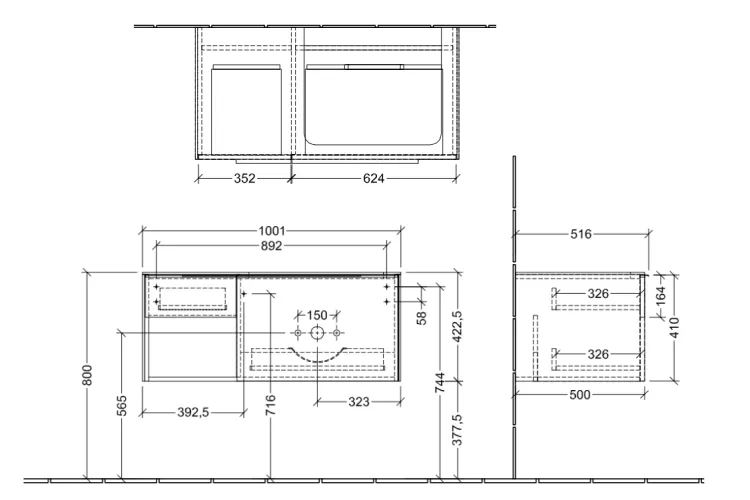 SUBWAY 3.0 Тумба під умивальник 100,1x42,25x51,6 мм, Cashmere Grey (C57100VN) image 5