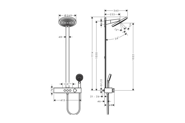 Душова система Pulsify S Showerpipe 260 2jet 400, Brushed Bronze (24240140) image 5