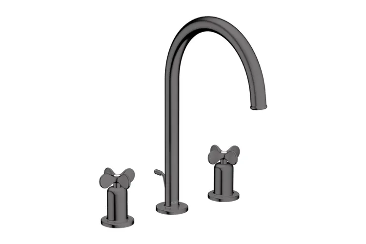 Змішувач Axor Archivio 190 Cross для умивальника на 3 отвори, Polished Black Chrome (34027330) image 1