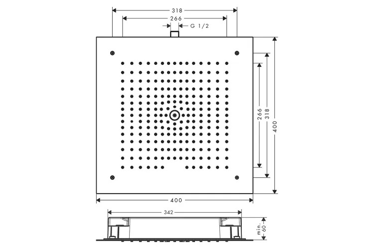 Верхній душ  Raindance E 400х400 1jet вбудований EcoSmart 9 l/ min, Matt White (26253700) image 2