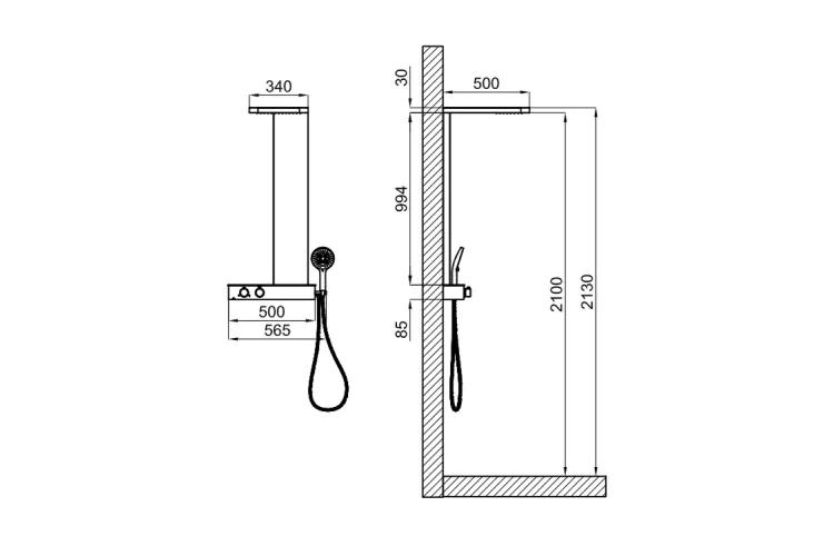 LOUNGE, Душова система з термостатом, brushed titanium (100343448)  зображення 2