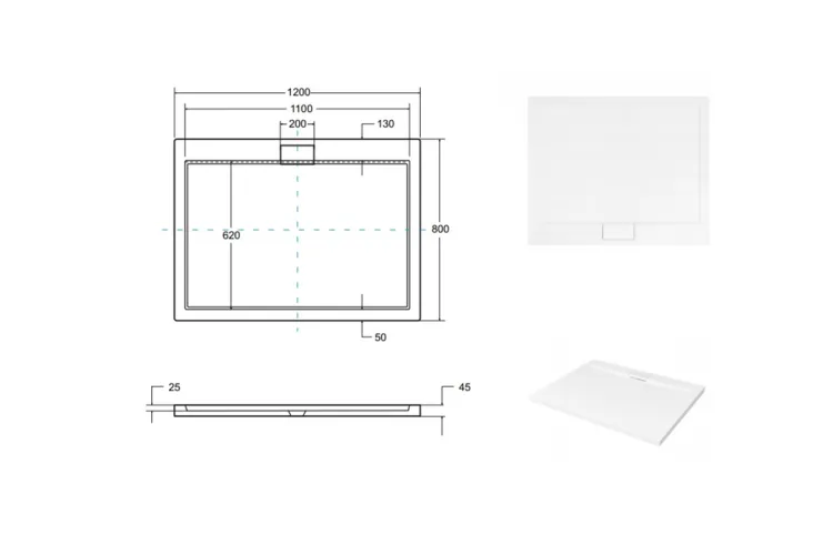 Піддон прямокутний AXIM 120x80х4.5 + сифон image 4