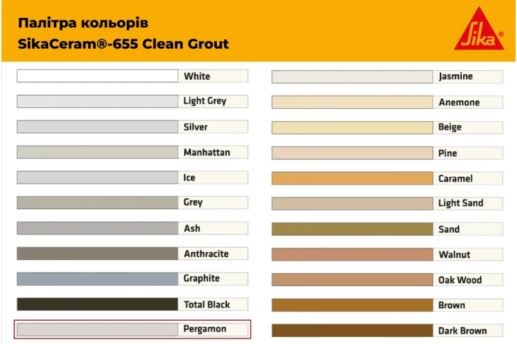 Затирка для плитки 1-8мм SikaCeram-655 CleanGrout pergamon/10x2KG image 2