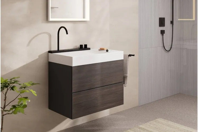 Умивальник Avalegra AquaUnit 780/475 R без переливу QuickClean+ зі змішувачем Matt Black (22473670) зображення 2