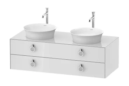 WHITE TULIP Консольна тумба під 2 умивальники 130х55 см (WT4993B8585) White High Gloss Lacquer