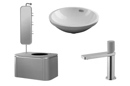 Pack FORMA Almond, Комплект меблів для ванної кімнати + змішувач chrome+almond (100317356)