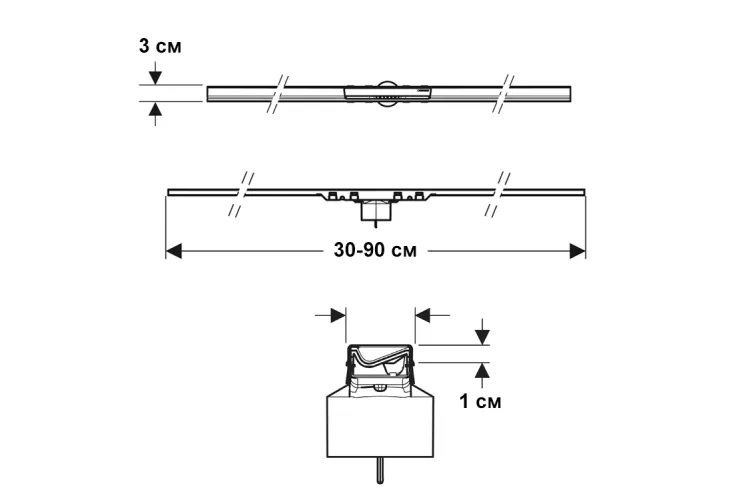 Дренажний канал CleanLine50, чорний хром/мат, L30-90см (154.446.QC.1) image 3