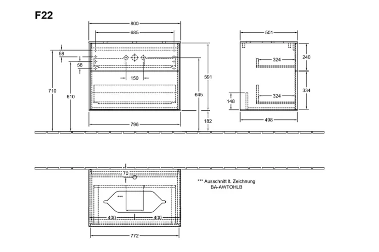 FINION Тумба під умивальник 800x603x501 Walnut Veneer, Glass White Matt (F22100GN) зображення 2