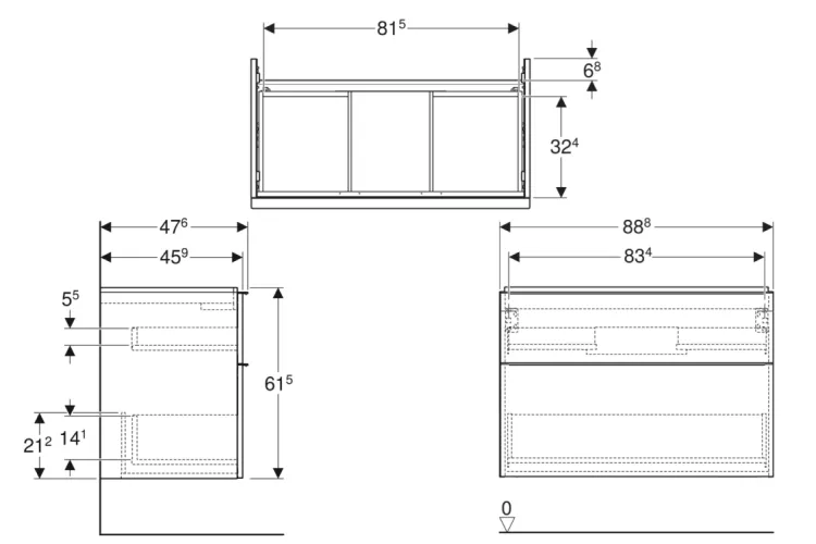 Тумба під умивальник ICON 90 см, 2 шухляди, білий матовий (502.305.01.3) image 2