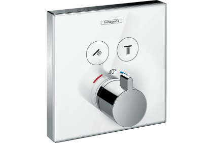 Термостат прихованого монтажу ShowerSelect Glass на 2 клавіші, білий/хром (15738400)