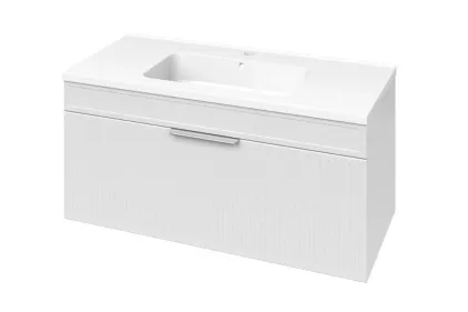 Тумба АДЕЛЬ біла з умивальником РОДЕО 100 підвісна (ручка золото)