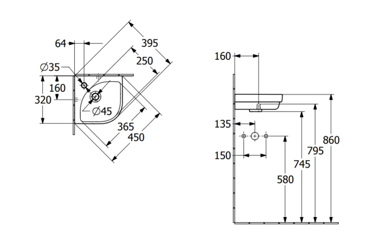 SUBWAY 3.0 Умивальник кутовий 320 мм (43714601) image 3