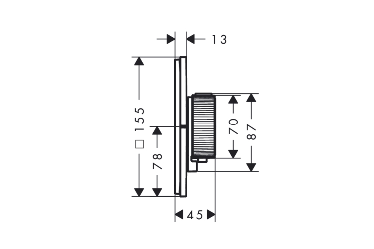 Термостат прихованого монтажу ShowerSelect ID Square на 1 функцію, Brushed Nickel (36757820) зображення 2