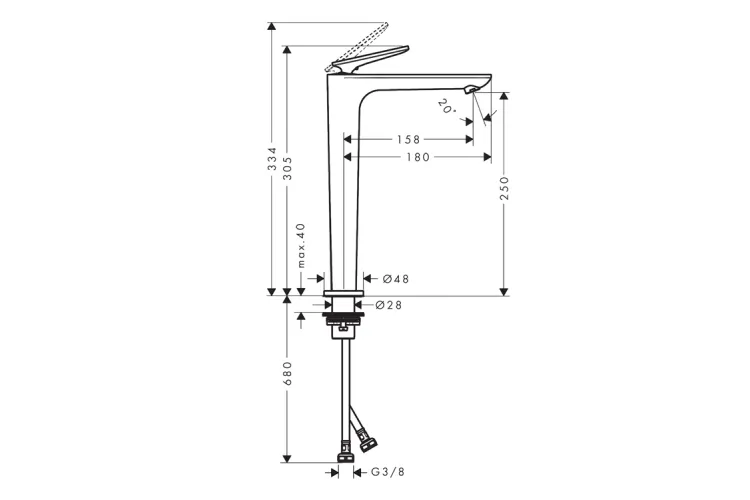 Змішувач Axor Citterio C 250 Cubic cut CoolStart для умивальника, Brushed Nickel (49051820) image 2