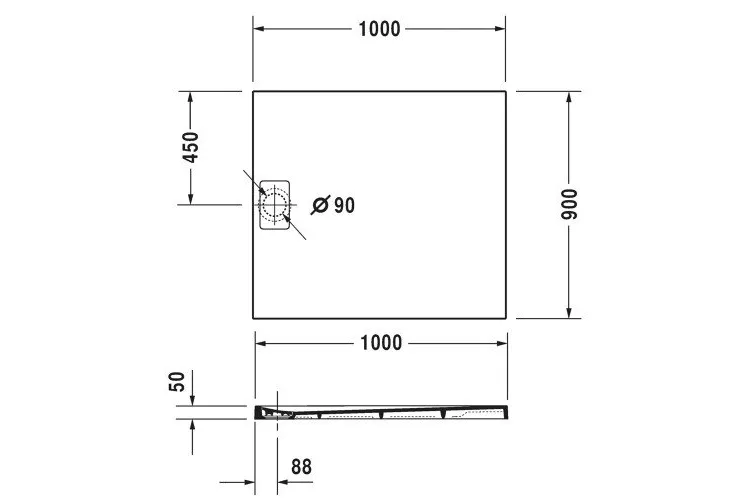 STONETTO Піддон 100х90х5 см DuraSolid® Q  (720166680000000) Антрацит image 2