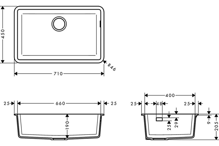Кухонна мийка S510-U660 під стільницю 710х450 Graphiteblack (43432170) image 3