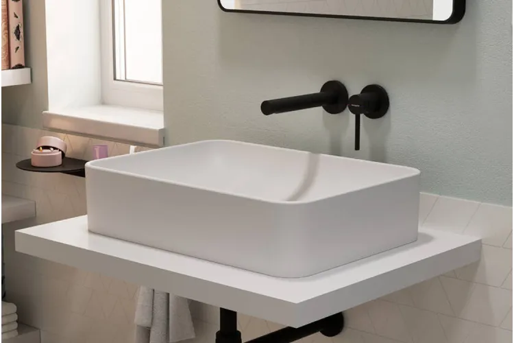 Змішувач Zesis S для умивальника зі стіни прихований монтаж 194 мм, Matt Black (74750670) зображення 2