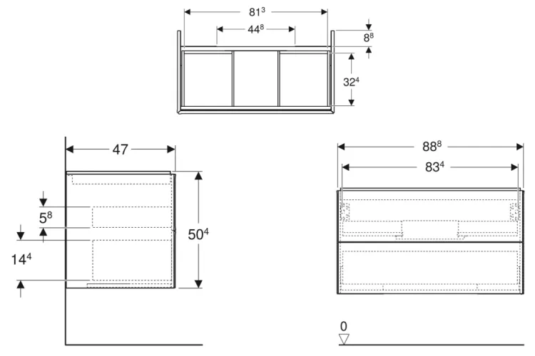 Тумба під умивальник ONE 90 см, 2 шухляди, горіх темний, меламін зі структурою дерева (505.262.00.5) image 2