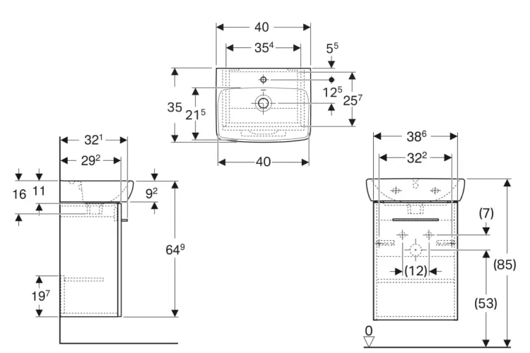 Тумба +  умивальник SELNOVA SQUARE, 45 см, горіх темний (502.748.00.1) image 2