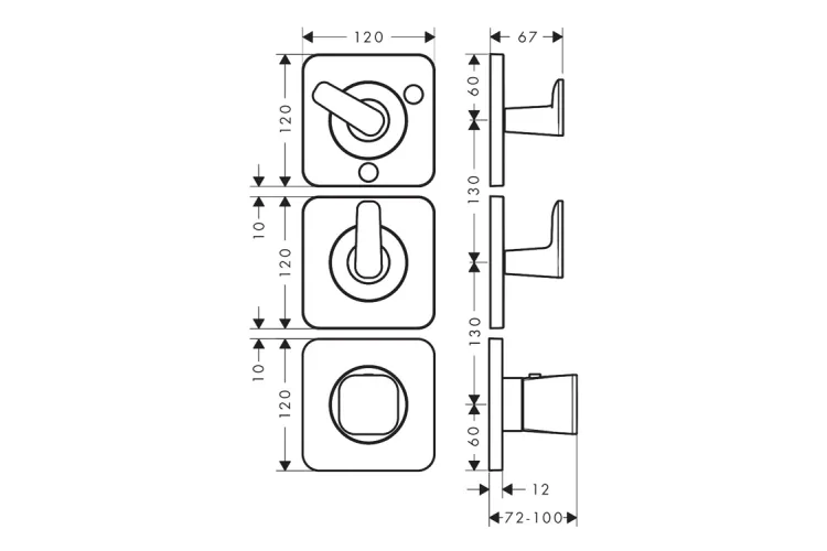 Термостат Axor Citterio C 380/120 для 3-х споживачів, Brushed Bronze (49710140) зображення 2