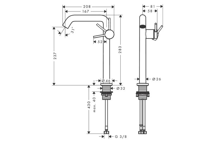Змішувач Tecturis S 240 Fine CoolStart для умивальника з д/к Push-Open Brushed Bronze (73373140) зображення 2