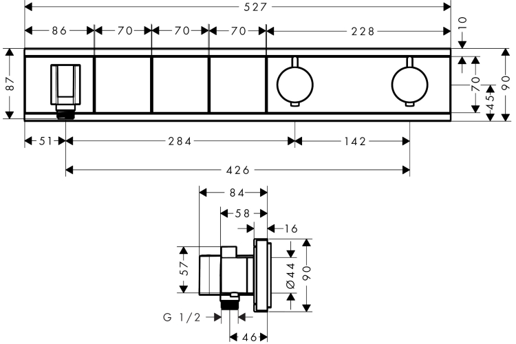 Термостат прихованого монтажу RainSelect на 3 клавіші, скло, чорний/хром (15356600) зображення 2