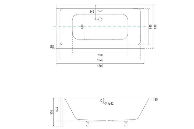 Ванна акрилова QUADRO WIDE 150х80 (соло) без ніг image 6