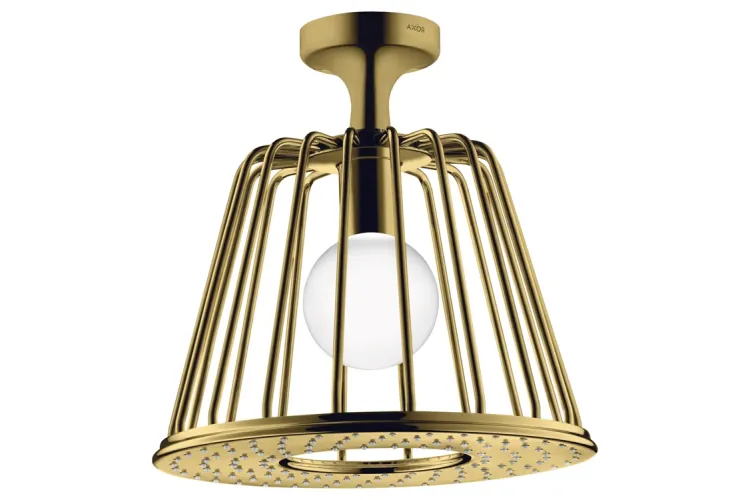 Верхній душ Axor Lamp 275 1jet з тримачем до стелі, Polished Gold Optic (26032990) зображення 1