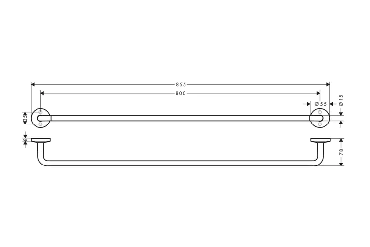 Рушникотримач 80.0 см одинарний, Stainless Steel Optic (42880800) зображення 2