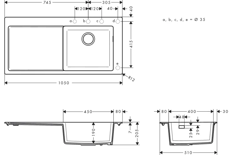 Кухонна мийка S514-F450 1050х415 полиця з ліва Concretegrey (43314380) зображення 2