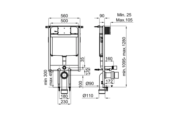 Smart-line, Інсталяційна система для підвісного унітазу (монтаж у тонку стіну), 4,5/3л (100159541) image 2