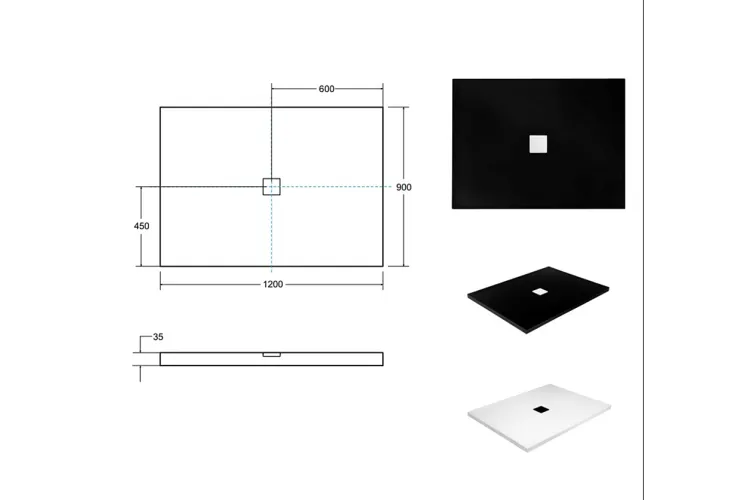 Піддон прямокутний NOX Ultraslim 120x90x3.5 + сифон image 3