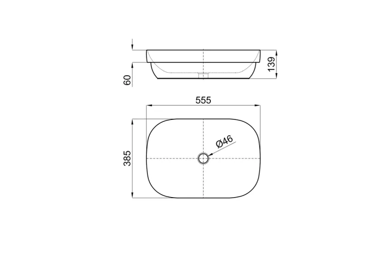 LOUNGE FLUID, Умивальник на стільницю 56x39 см, без переливу, white (100372791) image 4