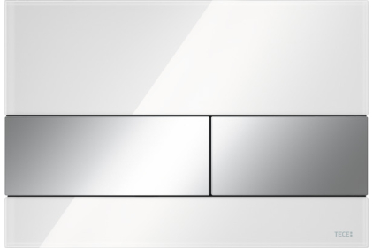 Панель змиву для унітазу TECEsquare, скло біле, кнопки хром глянцевий (9240802)