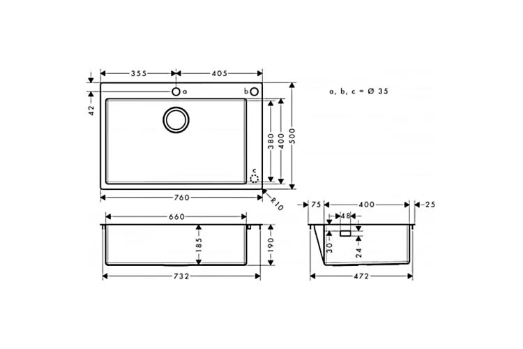 Кухонна мийка S712-F660 на стільницю 760х500 сталева (43308800) Stainless Steel image 2