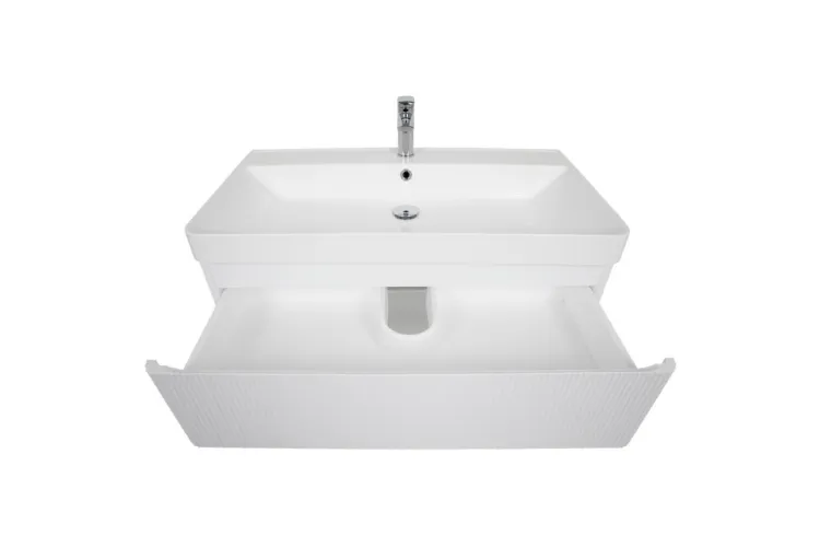 Тумба АКЦЕНТ ЛЮКС 90 см з умивальником Deep (консольна) біла матова зображення 3