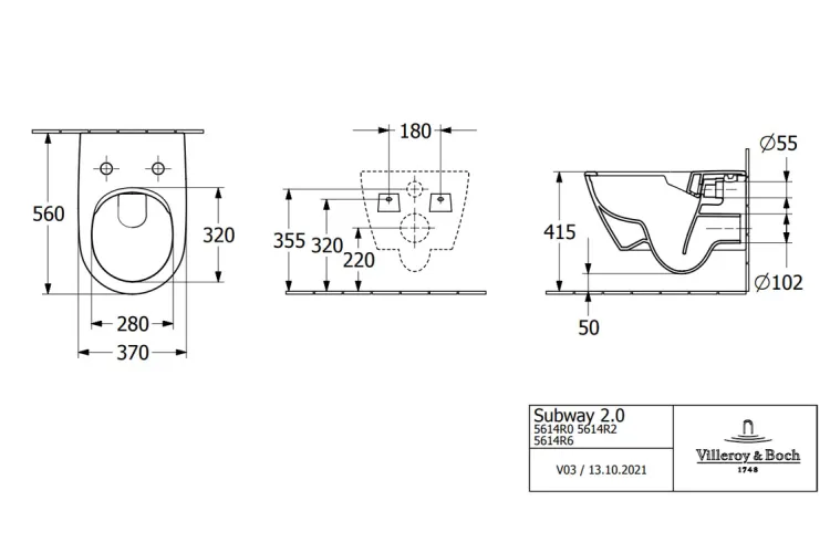 SUBWAY 2.0 Унітаз підвісний Rimless 56 см (5614R0i4) Graphite зображення 3