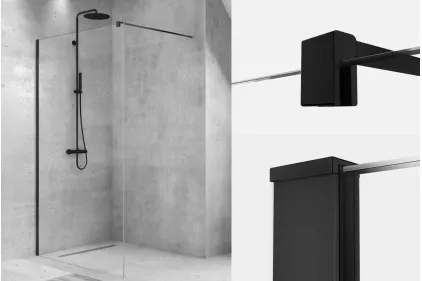 Душова кабіна walk in VELIO BLACK 100x200 скло clear ACTIVE SHIELD 8мм