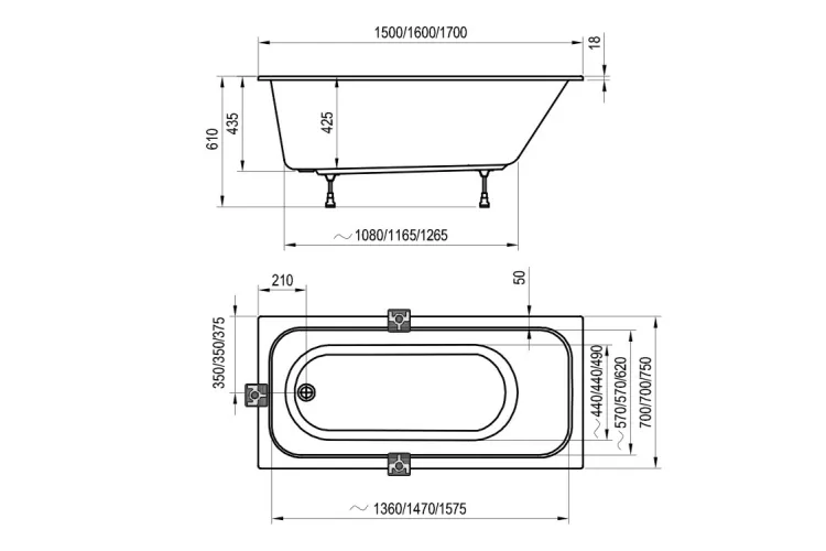 Ванна акрилова Хром Слім 180х80 CE21300000 зображення 5