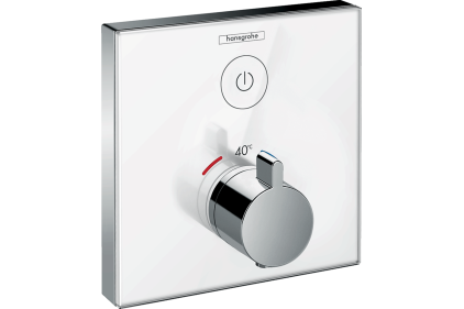 Термостат скрытого монтажа ShowerSelect Glass на 1 клавишу, цвет белый/хромированный (15737400)