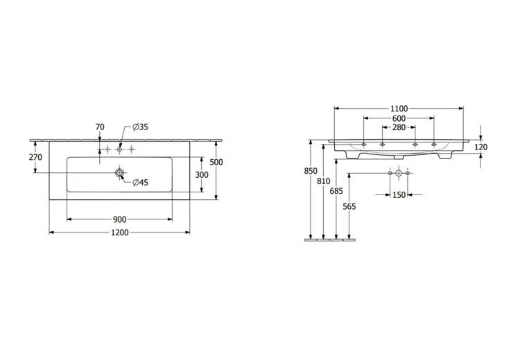 VENTICELLO Умивальник меблевий 1200x500 мм б/о з переливом (4104CJR1) CeramicPlus зображення 5