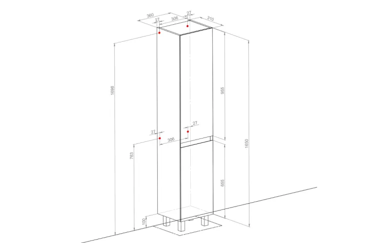 Пенал ЕЛІТ (UNI) (лівий/правий) 40 см (консольний/підлоговий) графіт глянець зображення 4