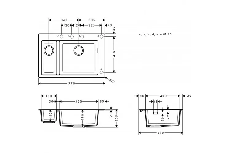 Кухонна мийка S510-F635 770х510 на дві чаші 180/450 Graphiteblack (43315170)  image 4